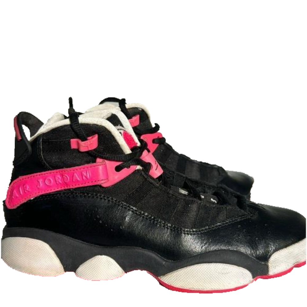 Air Jordan 6 Rings Black Pink Basketball Shoes Size 5 kids